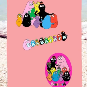 Asciugamano Telo Mare Barbapapa Bambina in Microfibra grafica Personalizzata con Nome Morbido e Compatto dall’ Asciugatura Rapida (90x170cm)