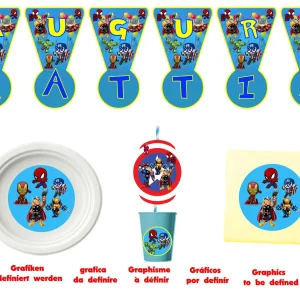 Avengers and friends Kit anniversaire enfant personnalisé personnage au choix