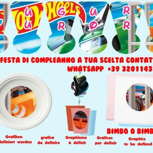 Hot weels and company kit Festa Compleanno per 8 persone o piu persone