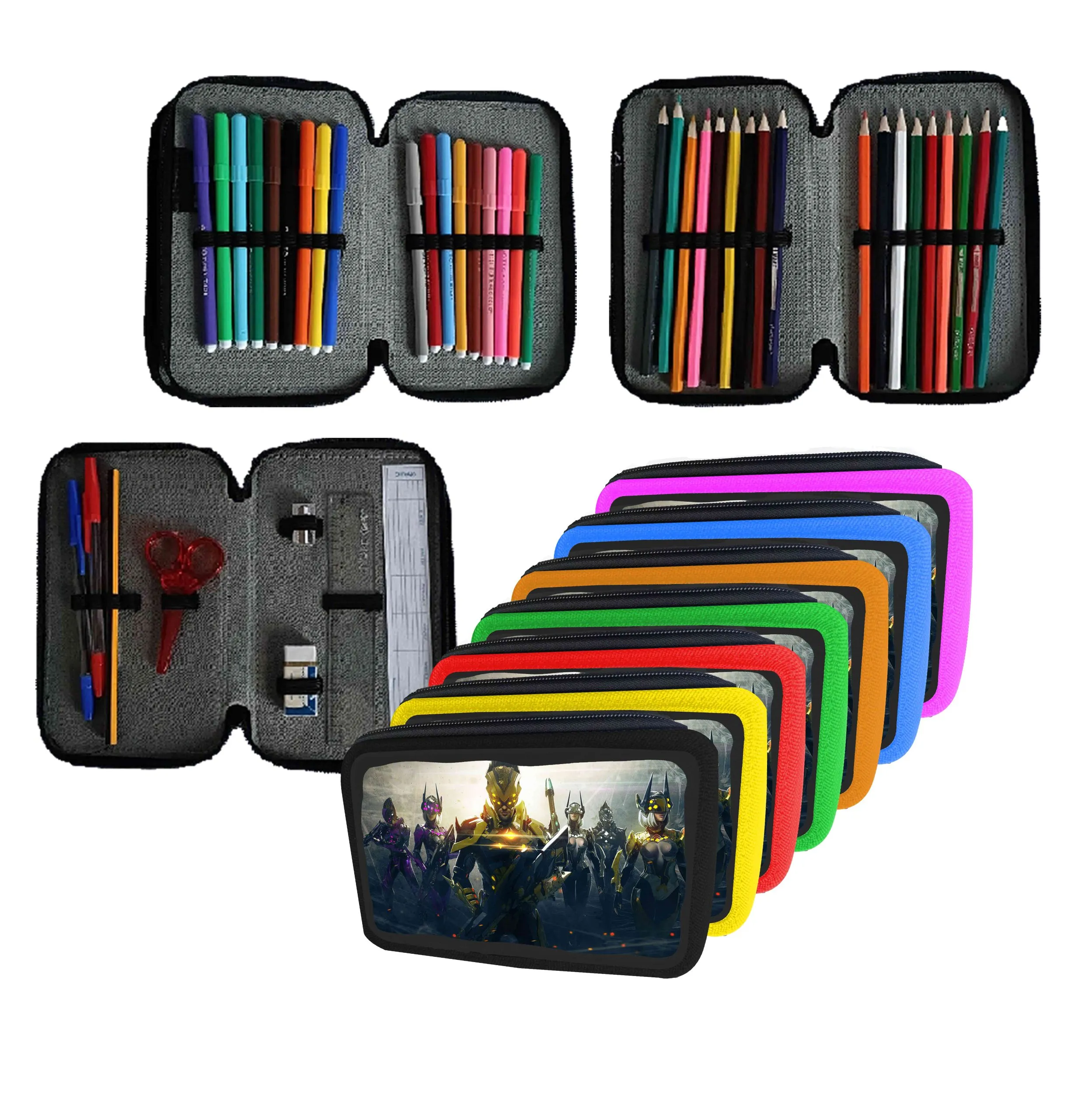 Astuccio scuola Completo 3 zip 18 colori - immagine 2