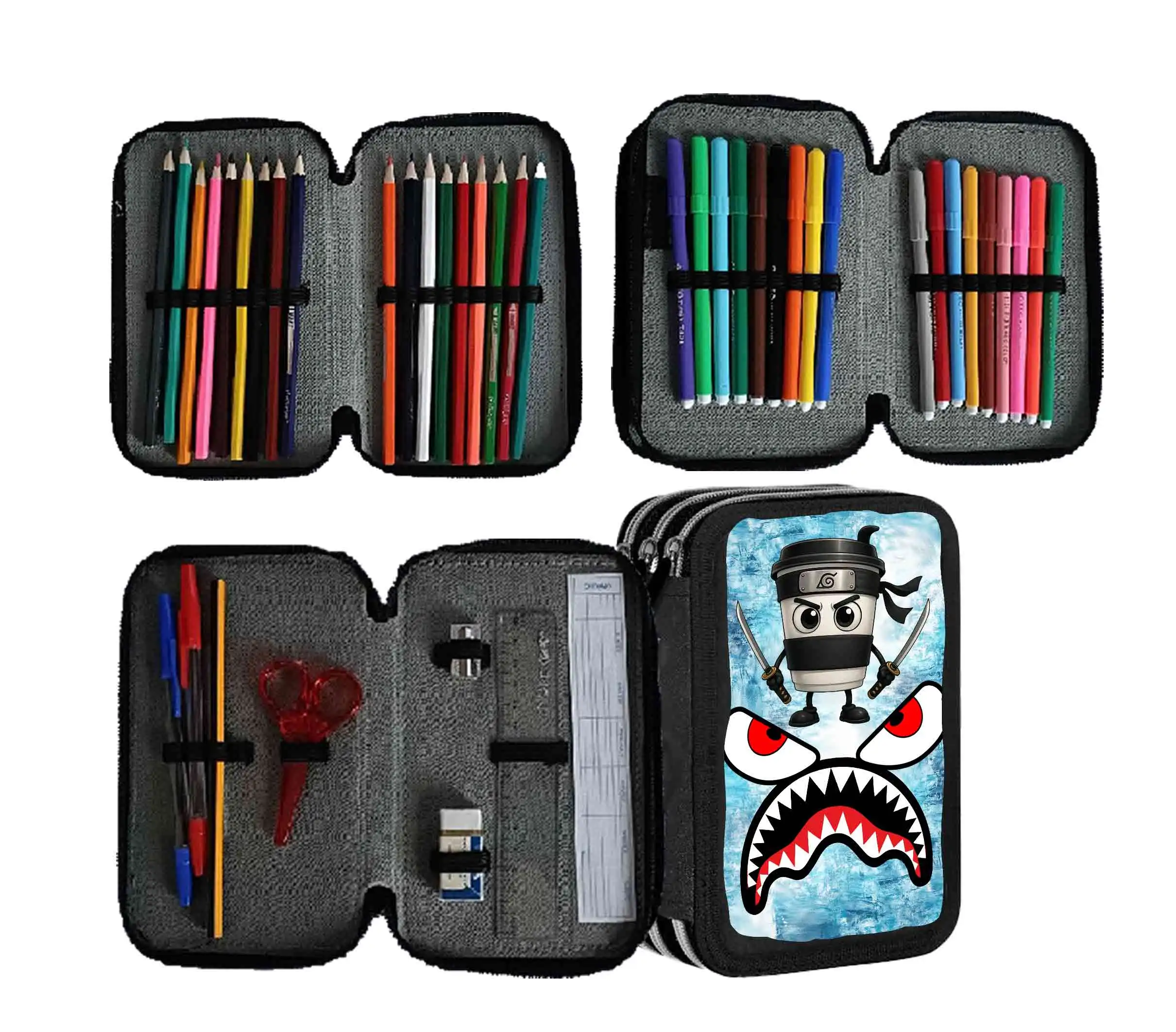 Astuccio scuola Brainrot Cappuccino Assassino Completo 3 zip 0312 - immagine 2