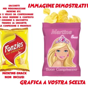 Barbie and friends sacchetti per patatine snack personalizzate