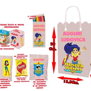 Wonder woman and friends Kit festa per regalini dopo festa