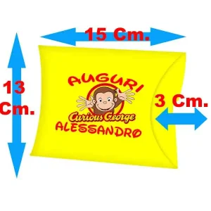 George curioso and friends Scatola personalizzata la tua immagine e nome, Bomboniera personalizzata a tema