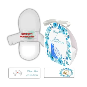 Bomboniera Portaconfetti Matrimonio scatolina portaconfetti + Bigliettino Bomboniera, nastrino per chiusura incluso