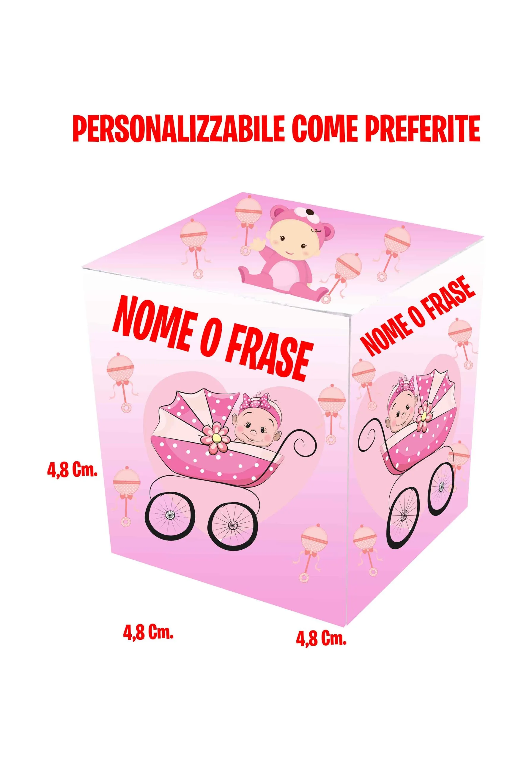 Scatoline portaconfetti Passeggino Neonata Cubetto Vari Eventi Feste a Tema ,Comunione,Cresima,Matrimonio - immagine 2