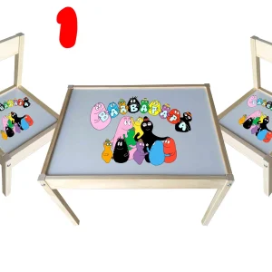 Barbapapa Tavolo legno Con Due Sedie